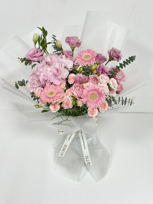 Pink Hydrangea, Gerbera Flower Bouquet Arrangement